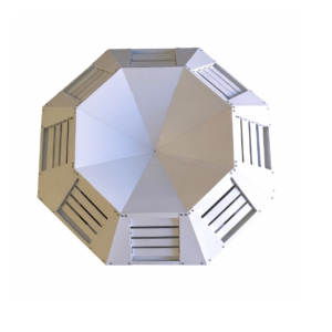 difusor de ar 8 saídas instalado em galpão industrial