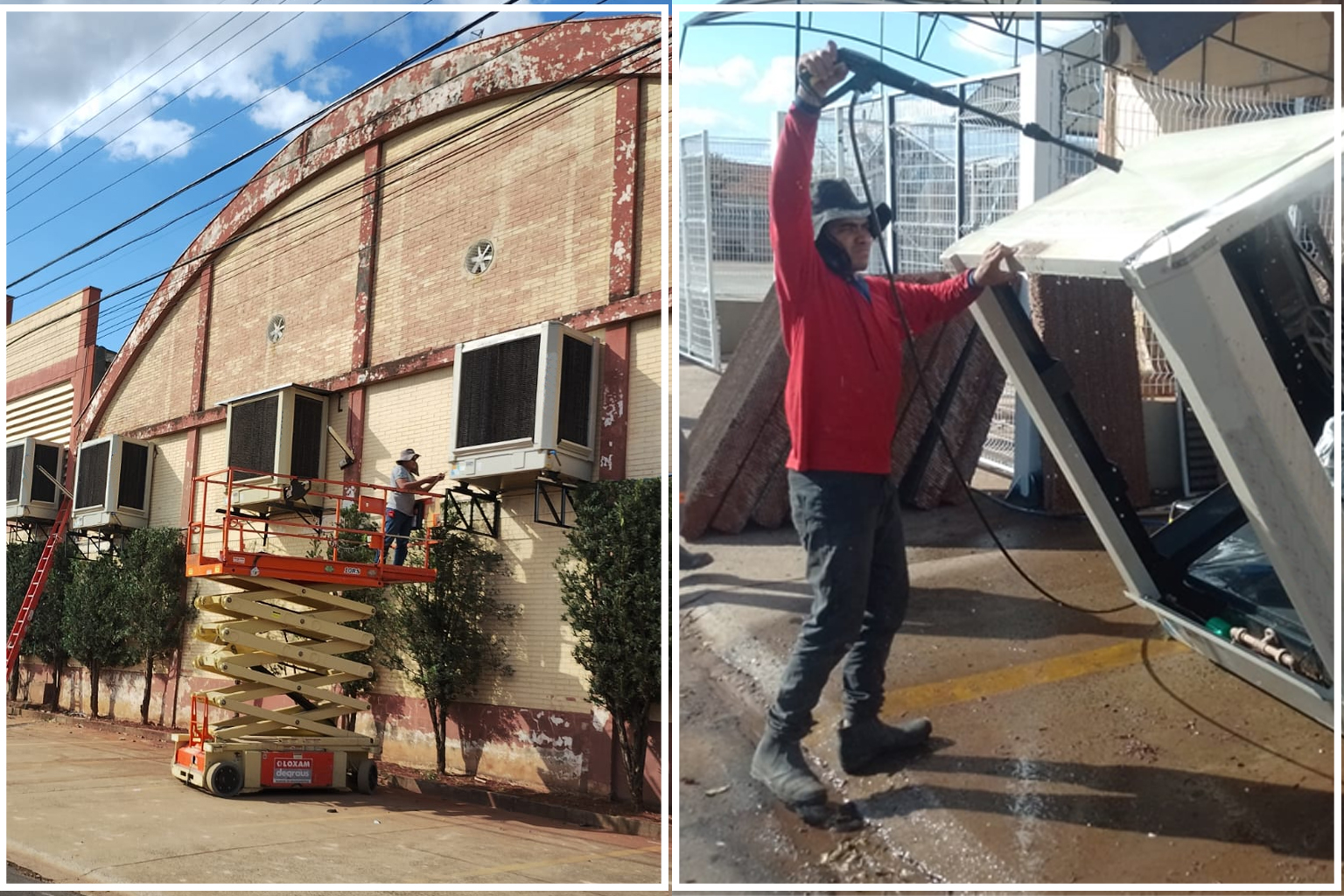 Técnico realizando manutenção em climatizador industrial da Mundial Brysa